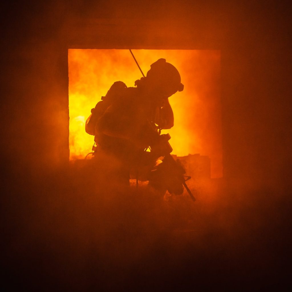 on fire