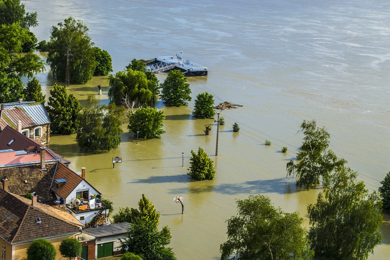 flooded homes and neighborhood